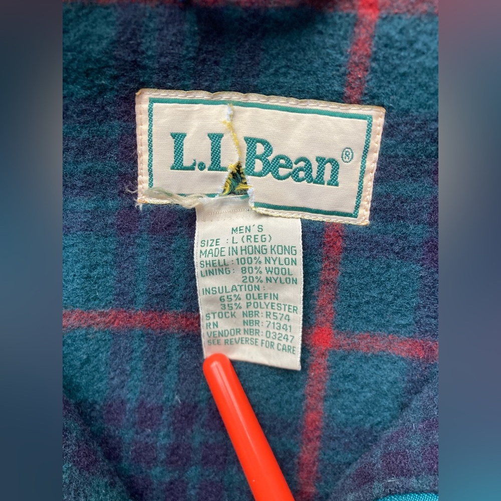 Vintage LL Bean Mens Large Regular Green Outdoor Coat Hooded Utility Jacket - Picture 10 of 11